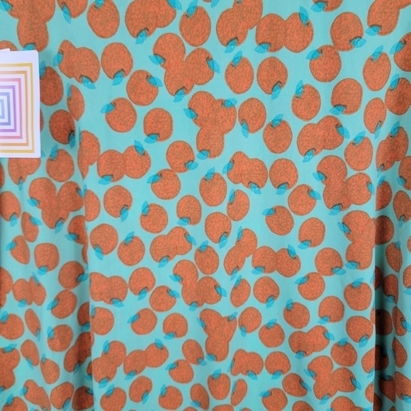 NWT LuLaRoe Womens Azure A Line Skirt Stretch Green w/ Tangerines Size XSmall - Picture 3 of 7